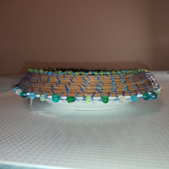 Artist Signed Beaded Dish Pine Needle Ruby Marcotte New York Art Mixed academia - Picture 4 of 10